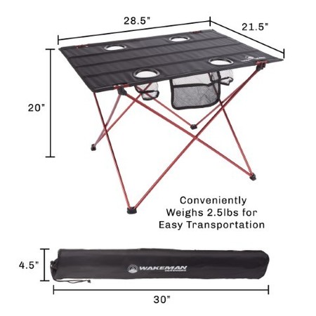 Leisure Sports Camp Table, Outdoor Folding Table with 4 Cupholders and Carrying Bag, for Camping, Hiking, Beach 260475QAD